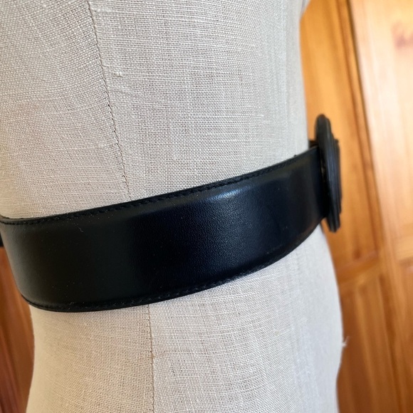 Worthington Vintage Wide Black Leather Belt Retro Statement - Picture 5 of 10